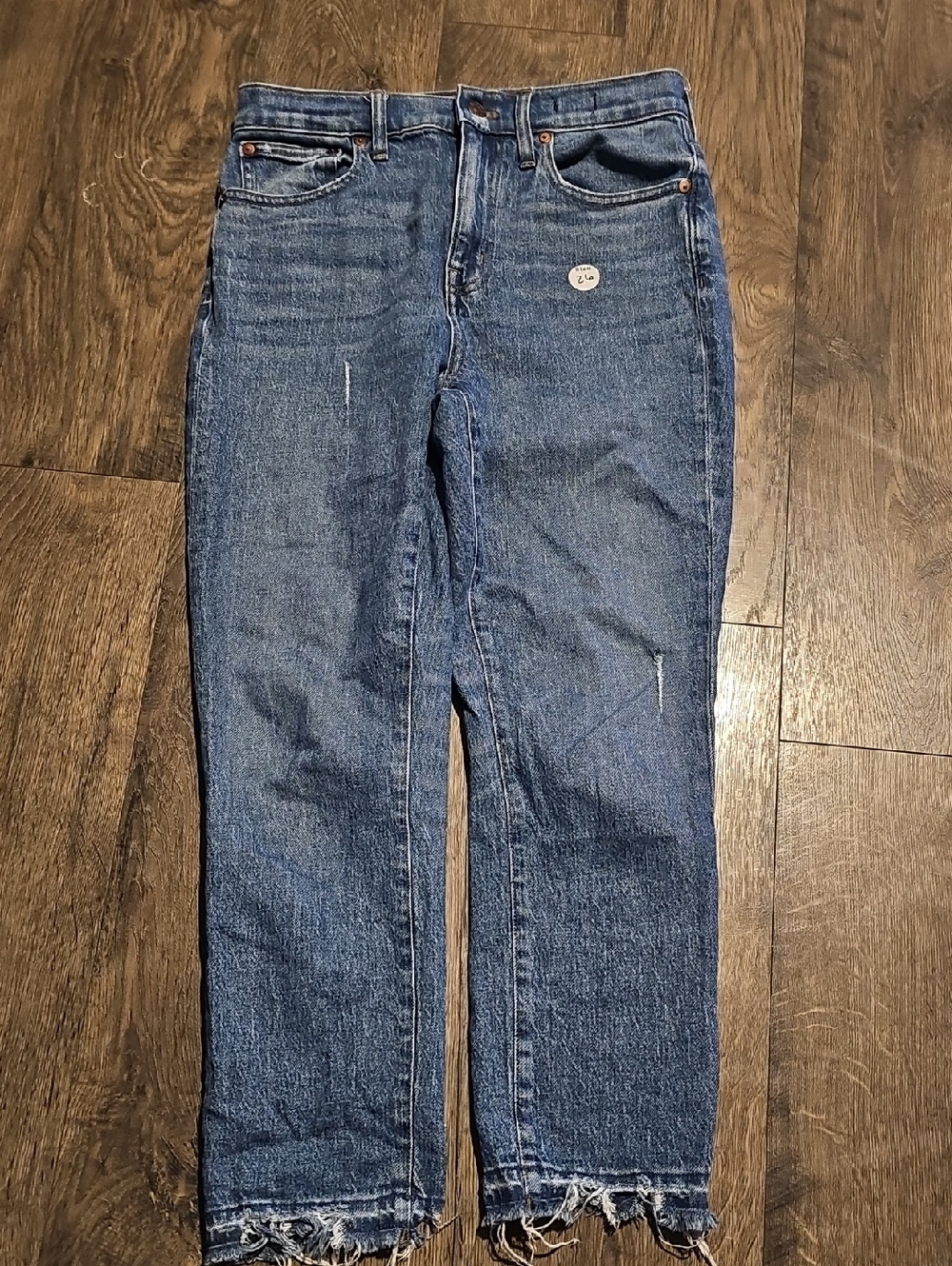 Madewell Jeans Blue Straight Frayed Leg High Rise Slim Crop Boy Waist 26